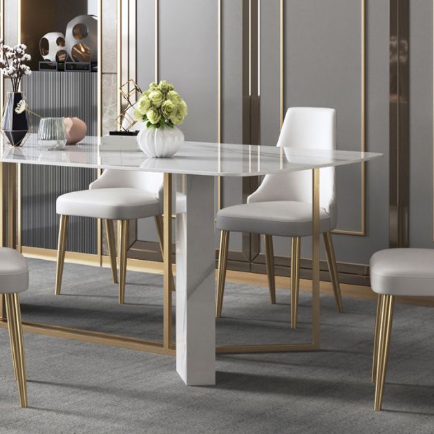 Glam Dining Room Set 1/4/5/7 Pcs Stone Top Dining Table with Upholstered Chairs