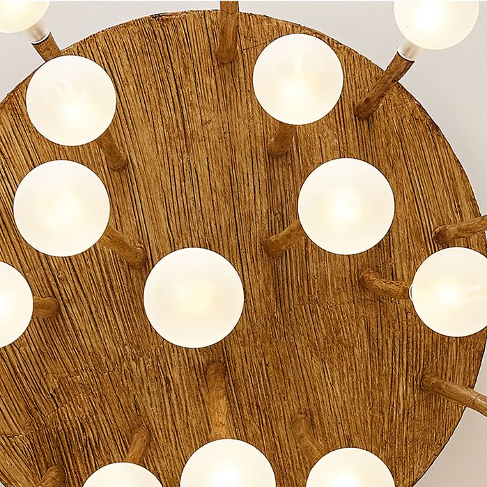 Luminaire encastré contemporain à bulles en bois, plafonnier encastré en marron
