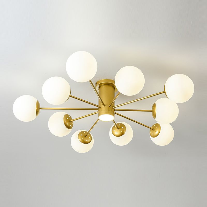 Nordic Ceiling Light Hand-Blown Glass Ball Shaped Semi Flush Mount Spotlight
