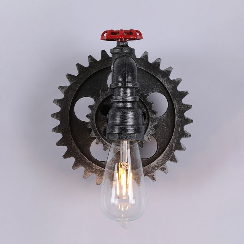 Industrial Metal Wall Light Gear Shape Water Pipe Wall Sconce for Cafe