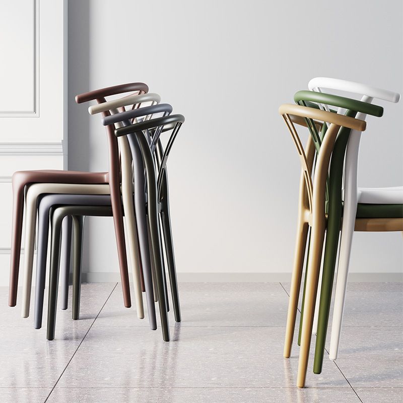 Scandinavian Plastic Dining Room Chair Slat Back Stacking Side Chair