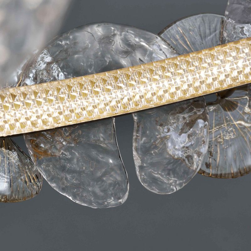 Lustre de style américain luminaire lustre en verre métallique rond en or