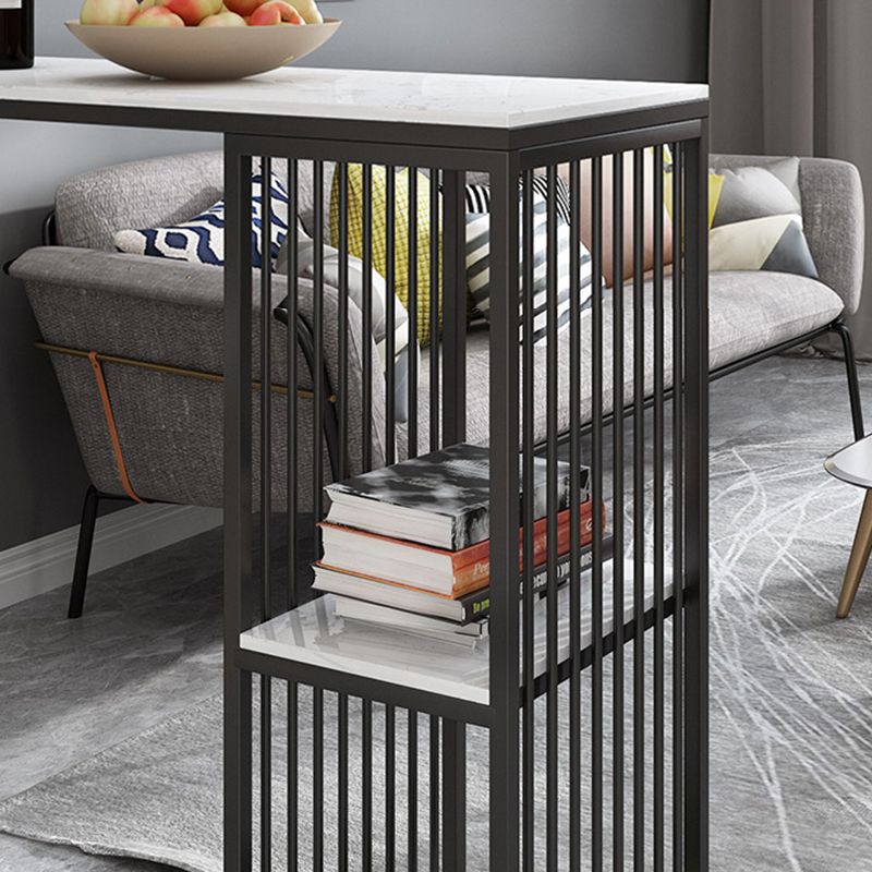 Industrial Marble Metal Pub/Bar Table With 18" Wide Elm Top Counter Wine Table