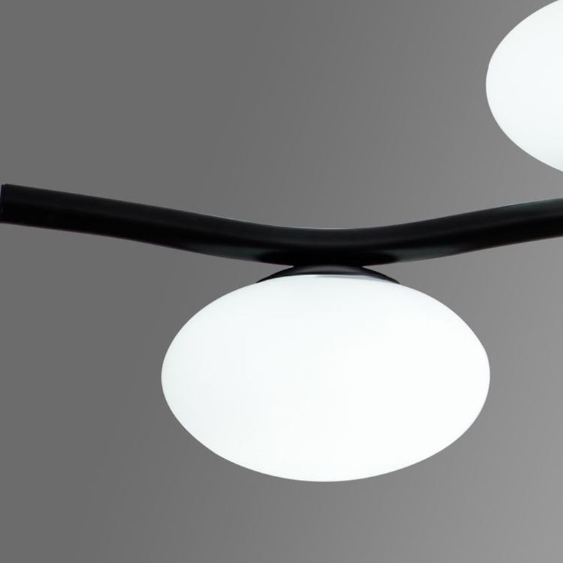Oval Tea Room Pendant Light Cream Glass 7-Head Minimalist Island Lighting