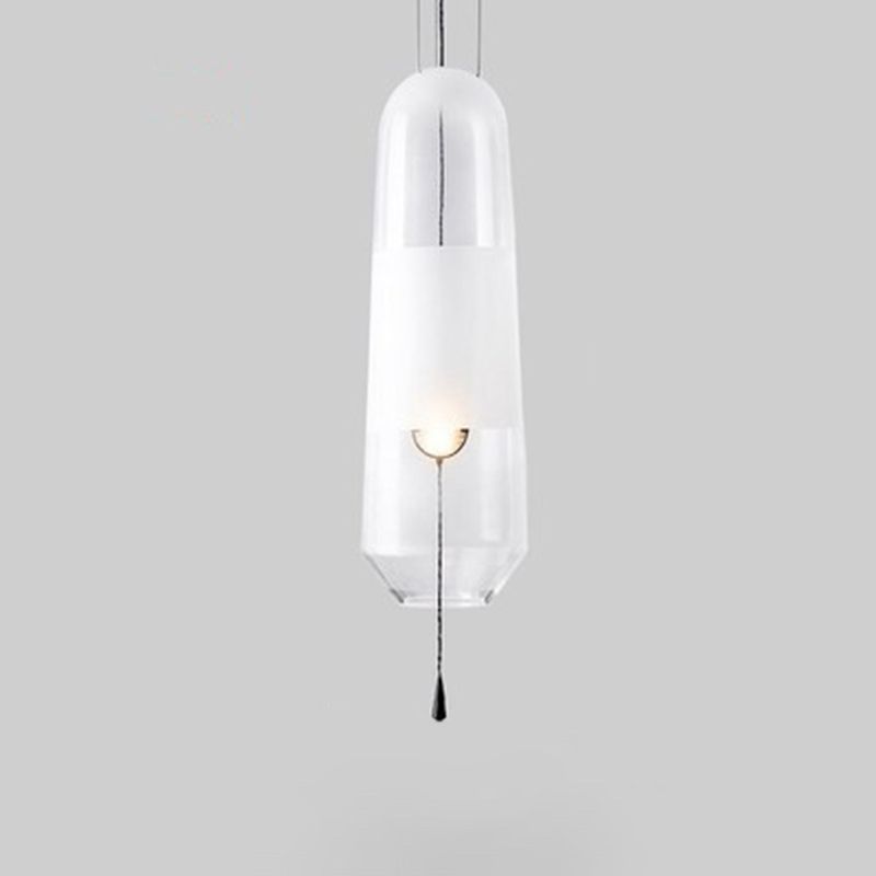 1 Light Pendant Lighting Fixtures Modern Cylindrical Glass Hanging Lights for Bedroom