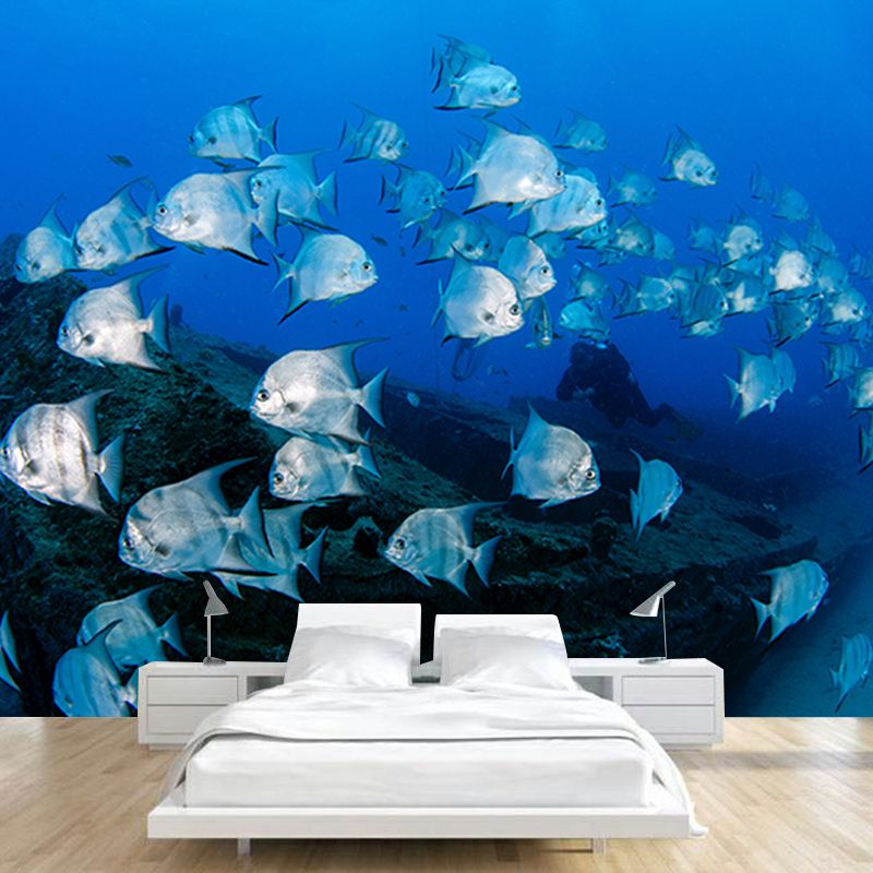 Tropical Marine Life Moisture-Resistant Mural Wallpaper, Personalized Size Available