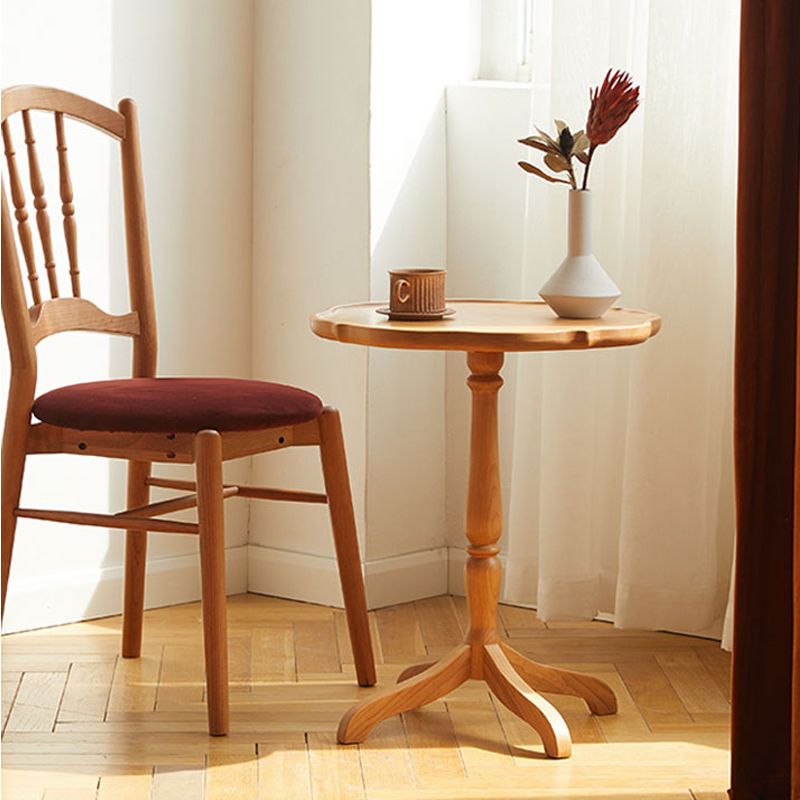 Modern Accent Side Table Naturally Shaped Natural Solid Wood 4 Legs Living Room