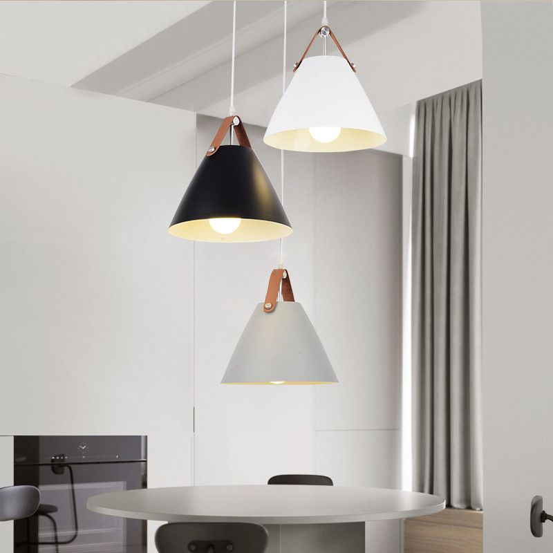 Modern Macaron colgante cónico de metal ligero de metal de 1 luz para la mesa del comedor