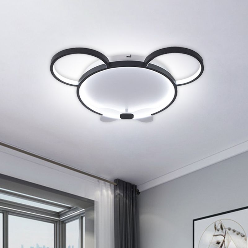 LED Bedroom Flush Mount Fixture Creative Black Flushmount with Mouse Acrylic Shade in White/Warm Light