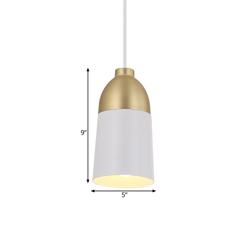 White and Gold Half Capsule Pendant Lamp Postmodern 1 Head Metal Ceiling Suspension Light