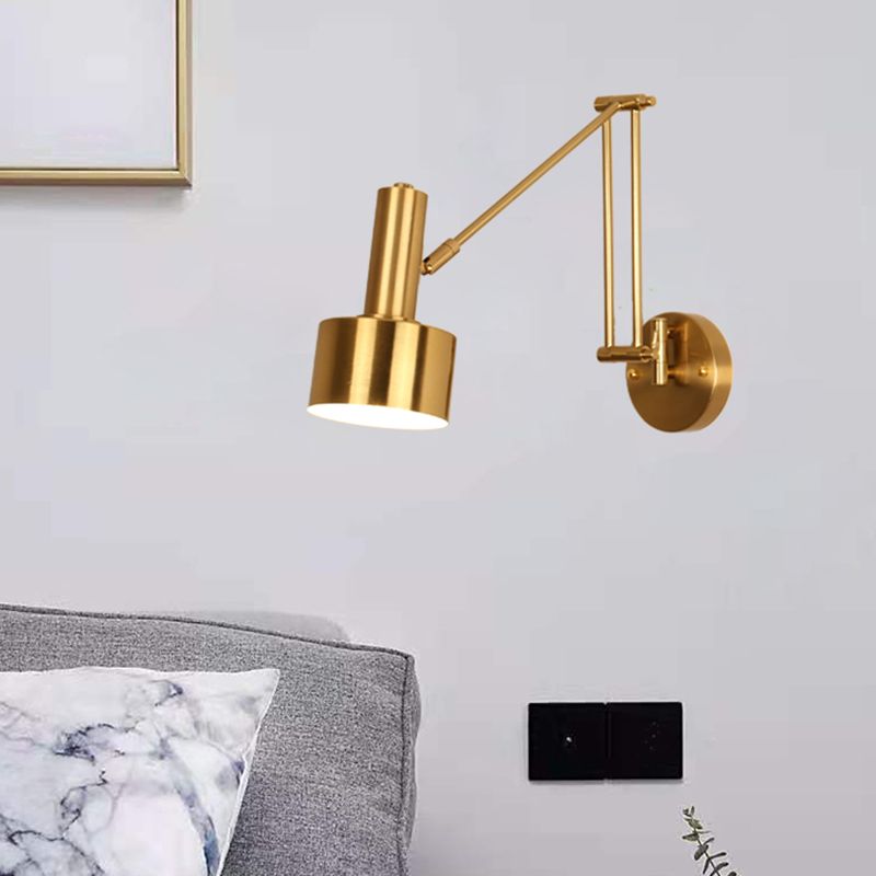Metal Geometric Swing Arm Wall Lighting Modern 1-Light Wall Mounted Light Fixture