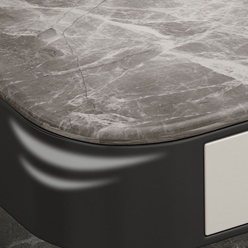 2 Pieces Stone Coffee Table Square Frame Cocktail Table Set with Storage