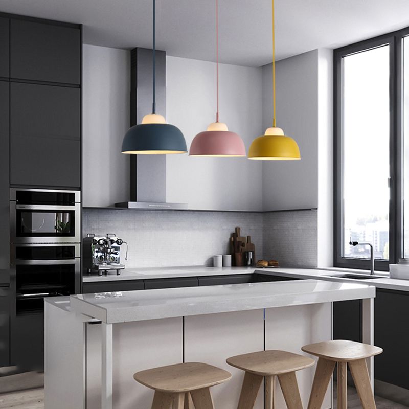 Pot Cover Shape Hanging Lighting Modern Style Metal 1 Light Hanging Lamp for Living Room