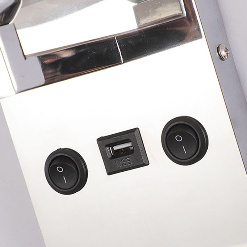 Modern Adjustable Metal Wall Sconce Rectangle Shape Wall Light with Fabric Shade for Study