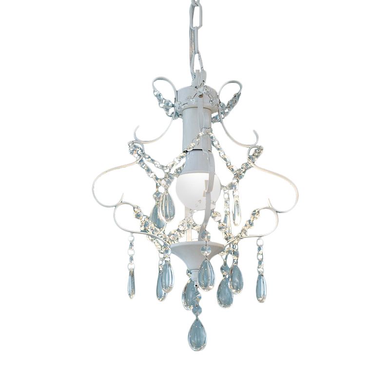 Piccole luci sospese per camera da letto, moderna illuminazione a sospensione bianca con catena regolabile da 31,5 "e decorazioni cristalline, H12.5" X D12 "