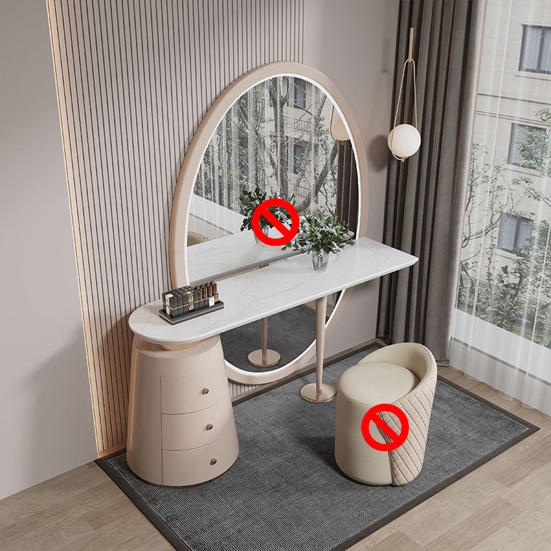 3 Drawers White Makeup Vanity Dressing Table Stool Set, 17.71" W x 29.52" H
