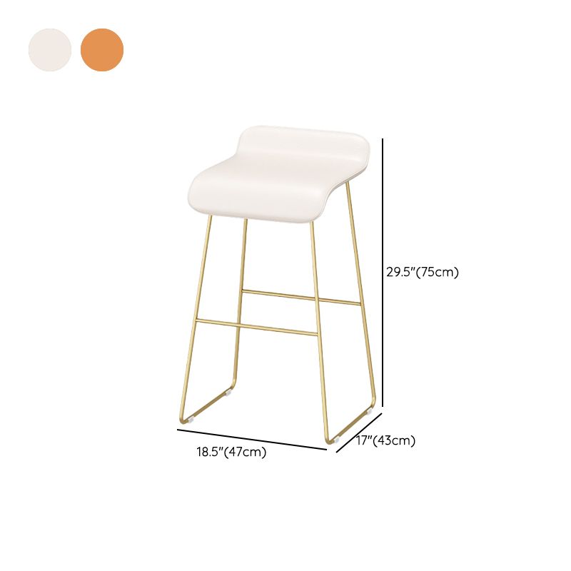 Faux Leather Bar Stool Glam Bar Height Armless Stool with Gold Base