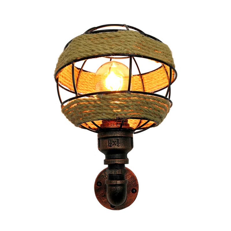 Globe Metal Sconce Industrial 1 Leichtes Wohnzimmerwandbeleuchtung in verwitterten Kupfer