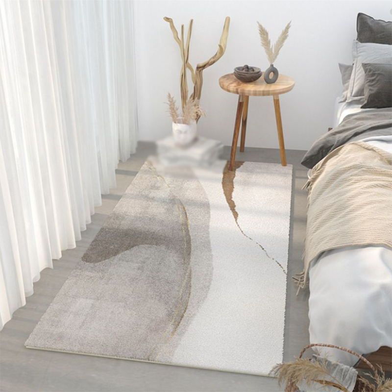 Beige Modern Rug Polyester Graphic Area Rug Non-Slip Backing Indoor Rug for Home Decor