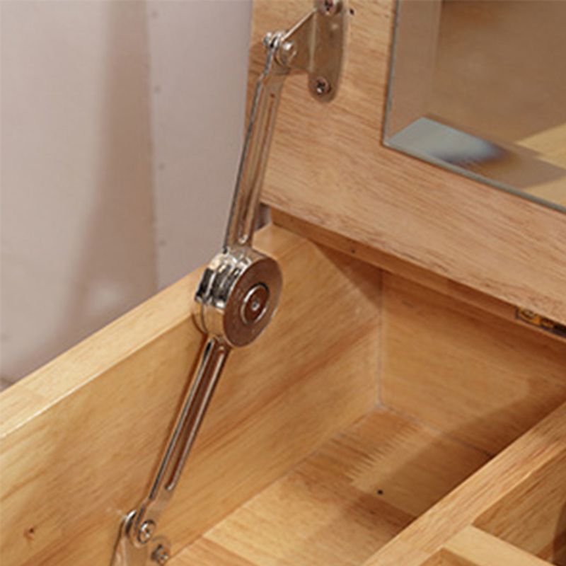 Scandinavian Rubberwood Vanity Flip Single Mirror Jewelry Vanity Desk