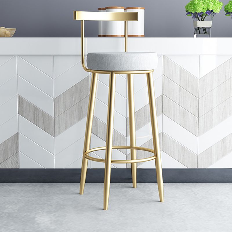 Metal Low Back Bar Stools Round Armless Dining Stools with Footrest