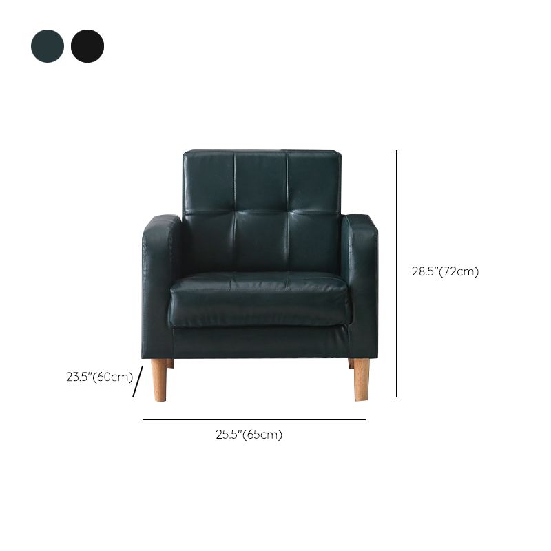 Modern Single Cushion Seat Sofa Tufted Back Faux Leather Sofa