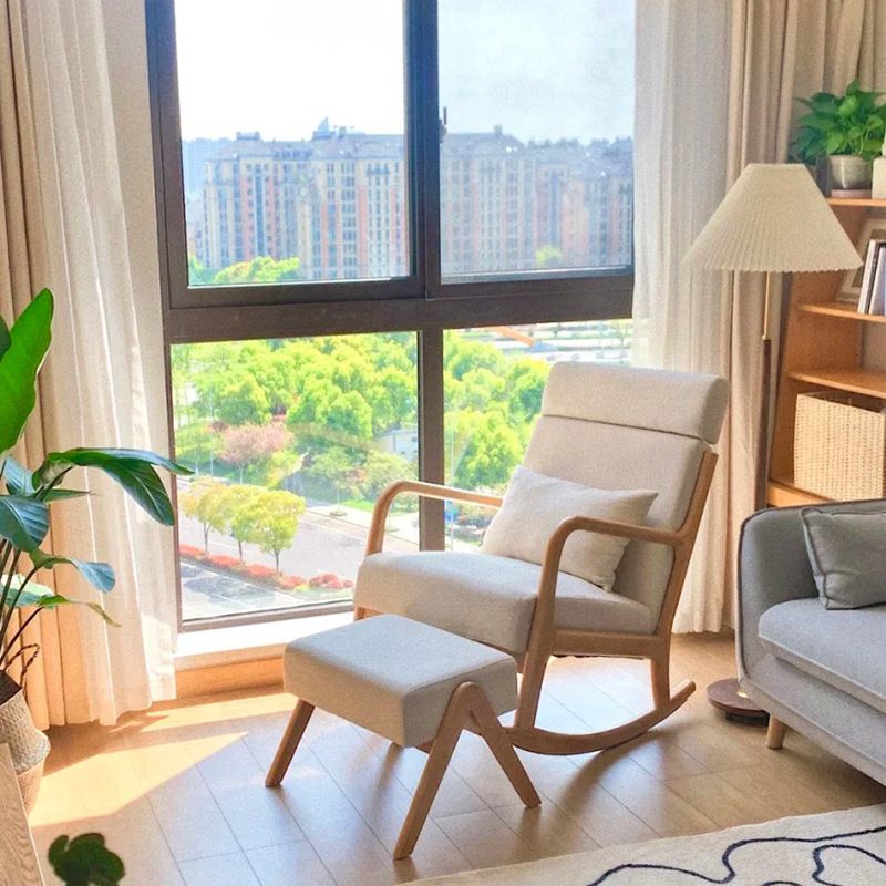 Contemporary Rocking Chair Upholstered Antique Finish Rocking Accent Chair