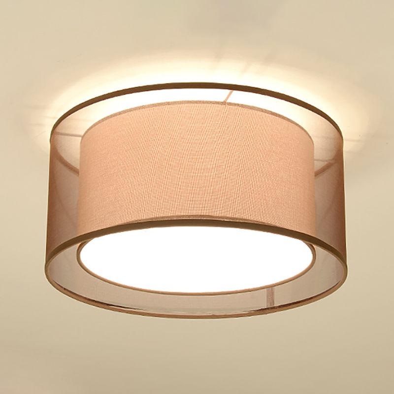 Lampe encastrée en tissu, plafonnier en forme de tambour de Style chinois pour salle à manger