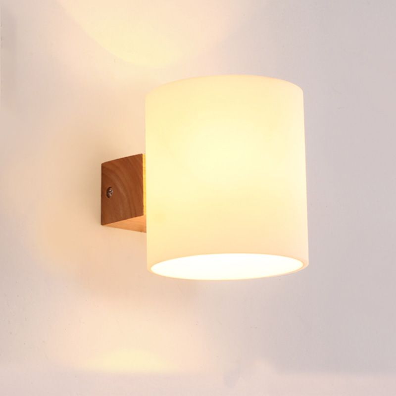 1/2 Head Wall Sconce Light Modernist Wood Wall Lighting Fixtures for Bedroom