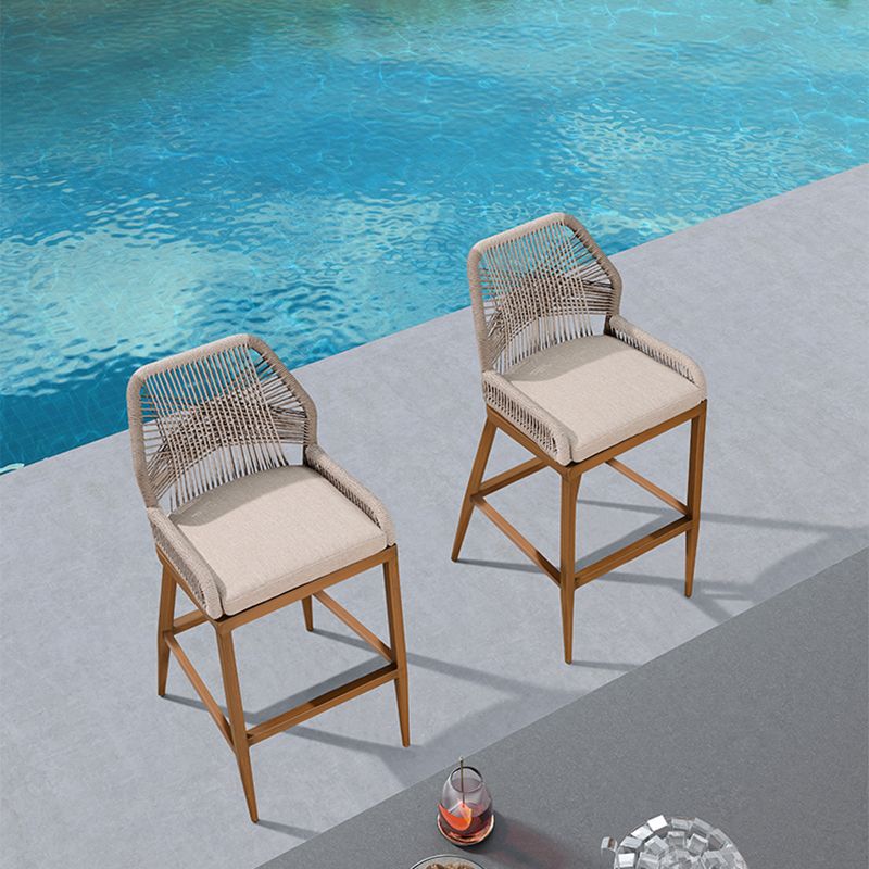 Tropical Patio Dining Side Chair Armless Rattan Outdoors Dining Chairs