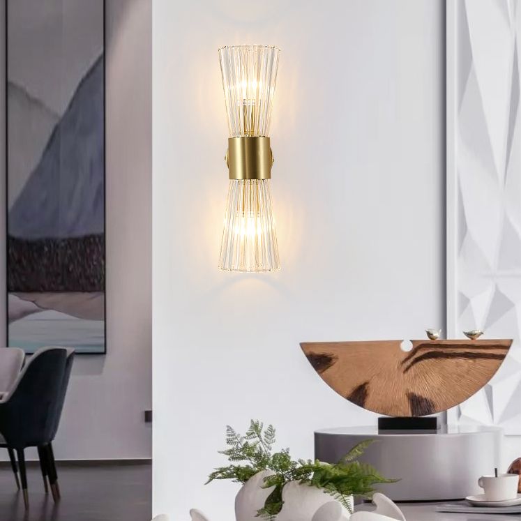 Lampada di scarico di clessidri di clessidri Crystal 2 Luci Postmoderna Luce murale in oro