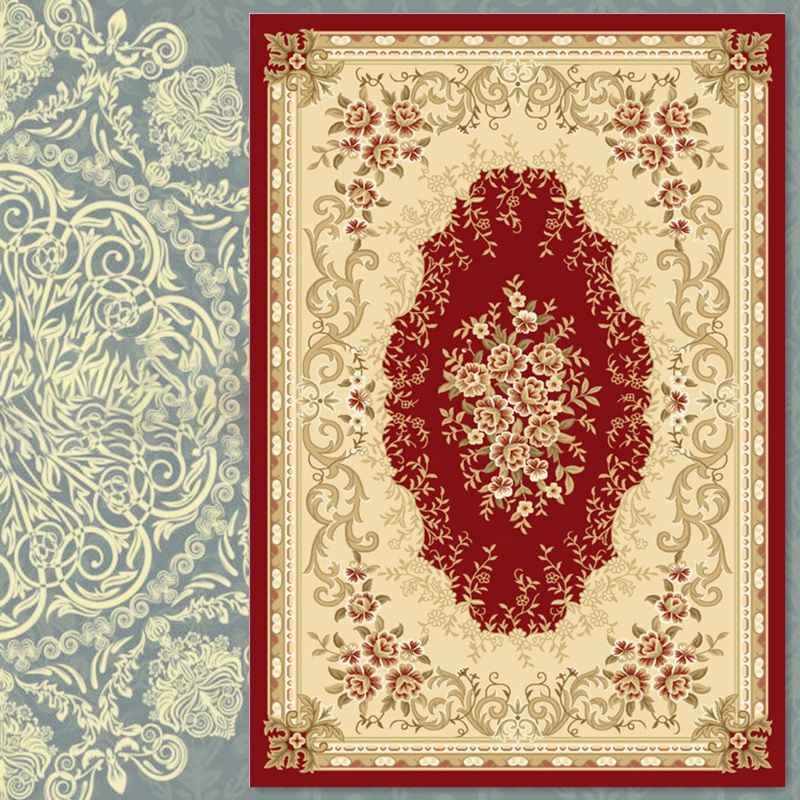 Nostalgie Ethnisch gedruckter Teppichpolyester Teppich Haustierfreundlicher Innenteppich für Wohnzimmer