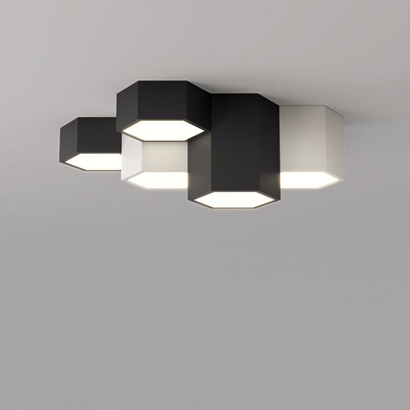 Plafonnier LED géométrique minimaliste moderne en fer forgé avec abat-jour en acrylique