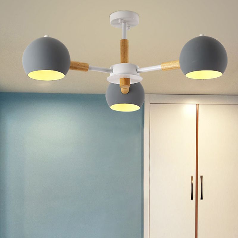 Macaron Domed Shaped Chandelier Light Metallic Lighting Fixture for Living Room