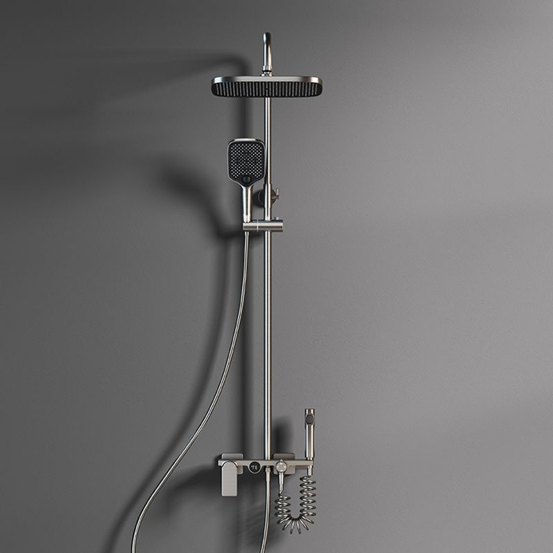 Contemporary Gray Wall Mounted Shower System with Slide Bar Included