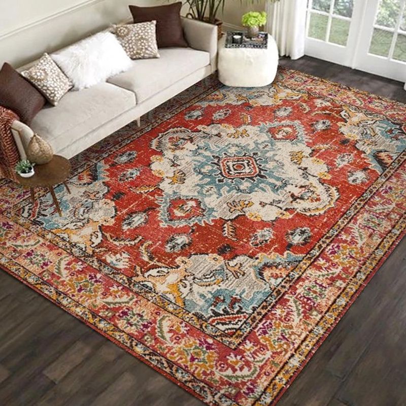 Exotic Geometric Patterned Rug Multicolored Moroccan Rug Polypropylene Stain Resistant Non-Slip Backing Machine Washable Carpet for Room