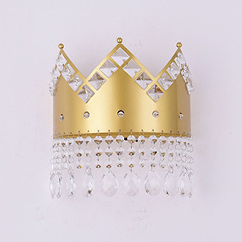 Crown 2 - Light Wall Light Iron and Crystal Post Modern Wall Fixture in Gold