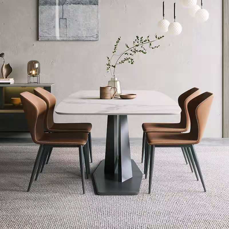 Industrial Dining Room Table Rectangle Stone Dinette Table for Dining Room