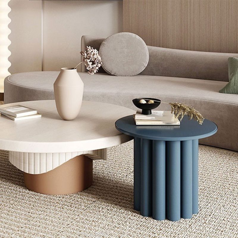 Modern Style Pedestal Base Cocktail Table Round Wooden Coffee Table