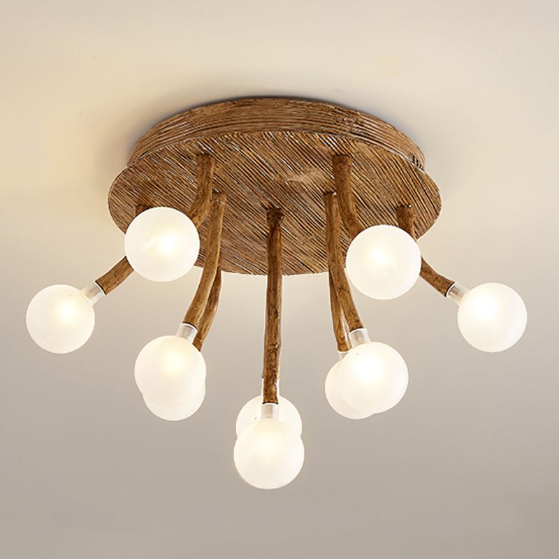 Luminaire encastré contemporain à bulles en bois, plafonnier encastré en marron