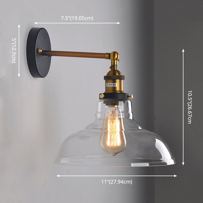 1 lumière en verre transparent en verre luminaire monté sur grange industrielle montant la lumière murale pour la salle et le foyer