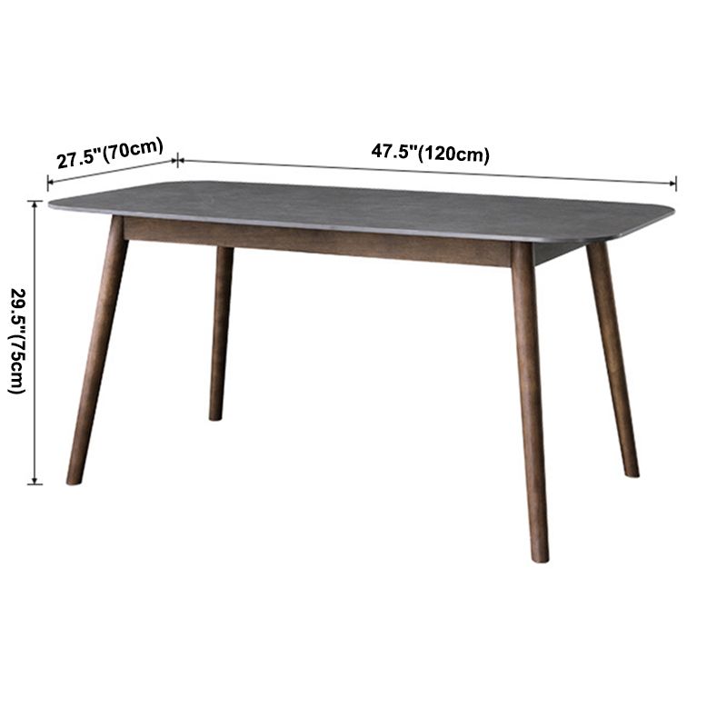 Einfachheit Rechteck Esstisch grauer Sintersteintisch mit 4 Beinen