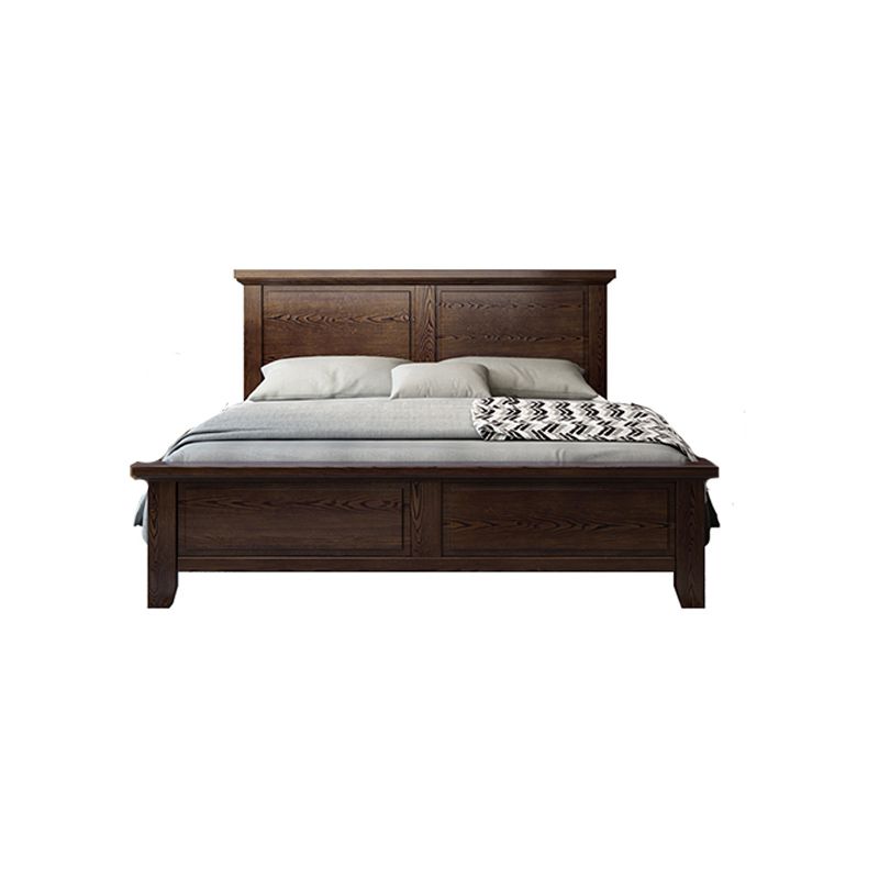 Ash Standard Bed Mid-Century Modern Bed Frame with Headboard