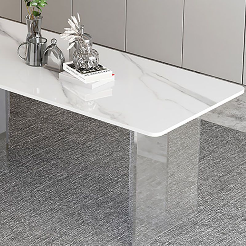 Acrylic Modern 1/2/4/5 Pieces Dining Room Set Rectangle Double Pedestal Table Set