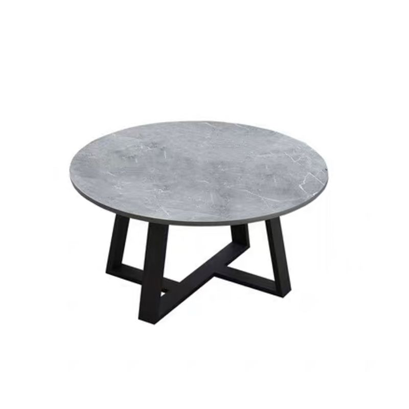 Modern Style Grey/black/white Slate Top Black Metal Base Round Coffee Table