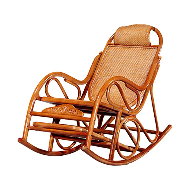 Traditional Rocking Chair Wicker Solid Color Built-in Armrest Indoor Rocking Chair