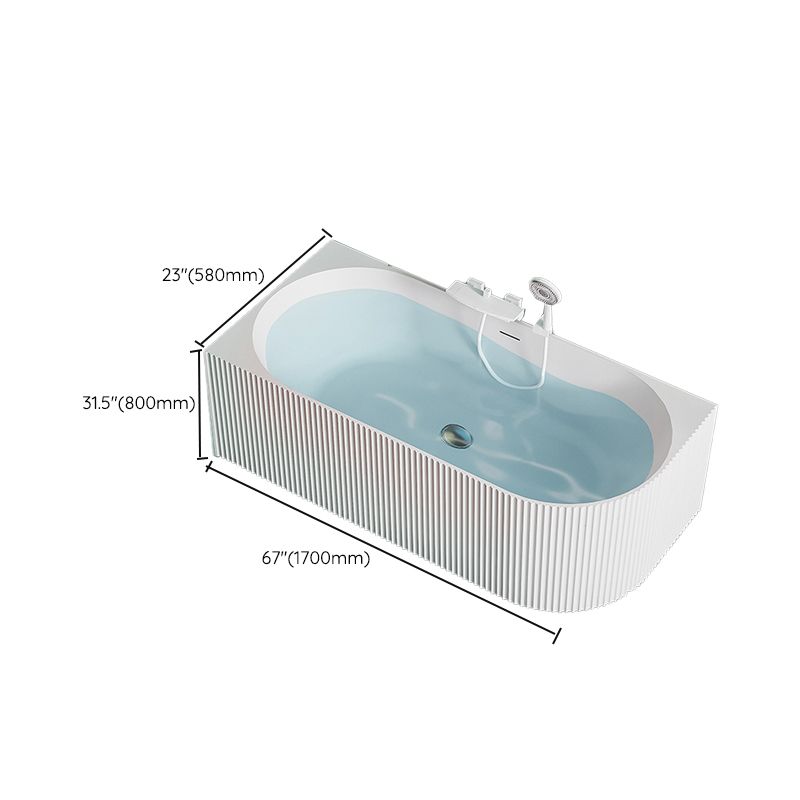 Modern White Acrylic Soaking Bathtub Rectangle Back to Wall Bathtub