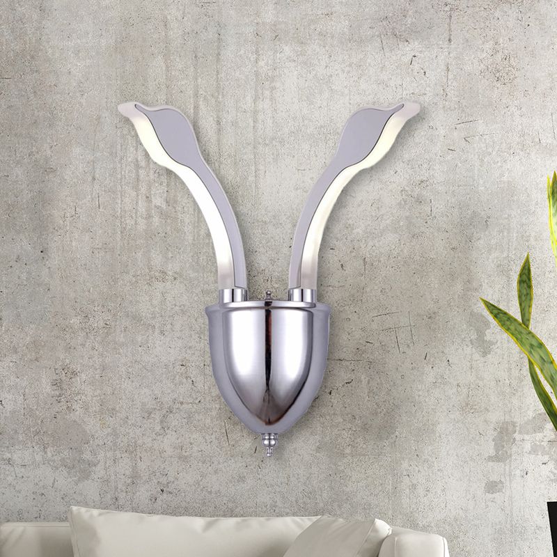 Swan Head Wall Lighting Modern Metal 2-Light Chrome LED Wall Sconce with Acrylic Shade in Warm/White Light