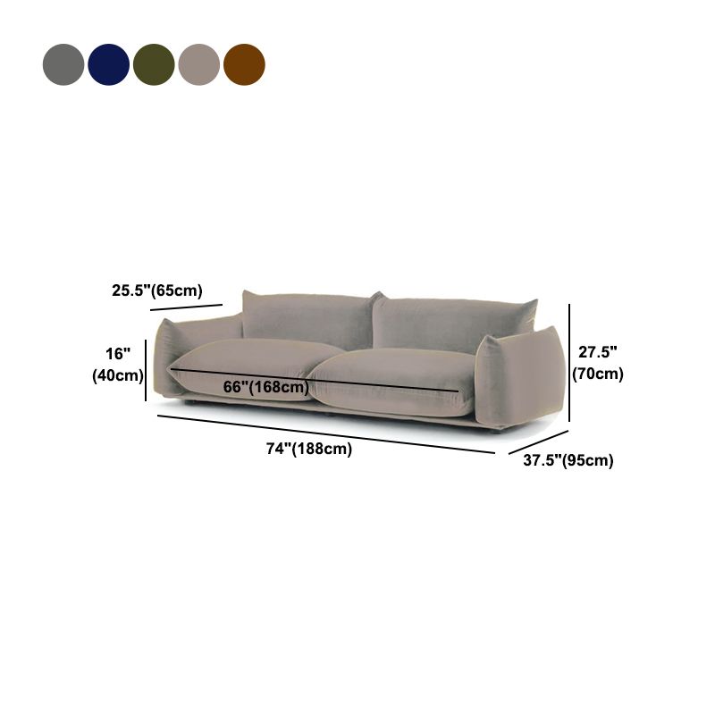 Velvet Pillow Top Arm Sofa with Pillows Back for Living Room