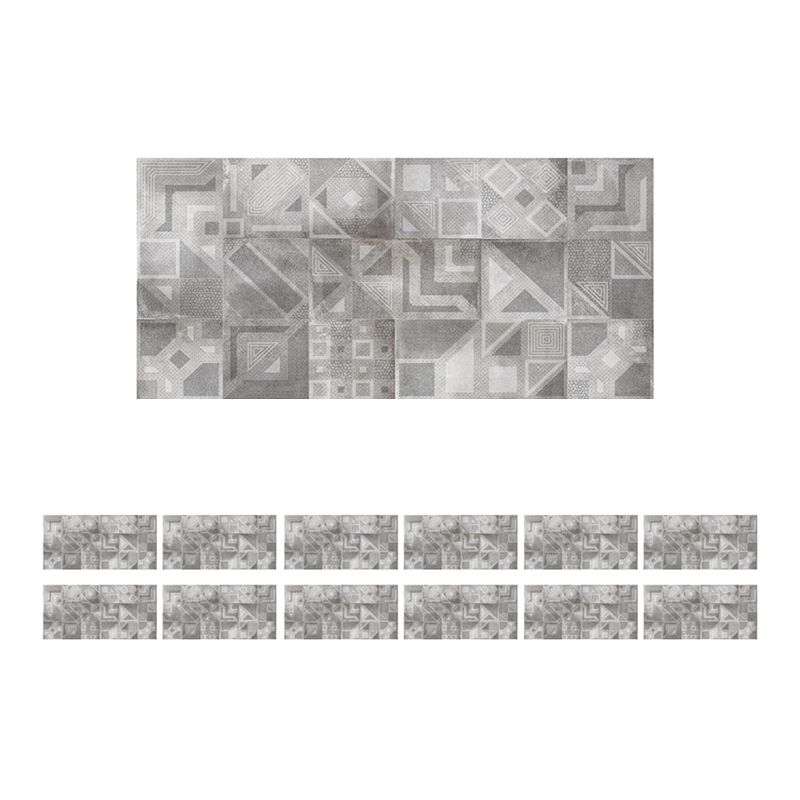 Retro Geometric Pattern Wallpaper Panels PVC Temporary Grey Wall Covering for Home, 12 Pcs